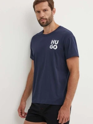 HUGO t-shirt lounge kolor granatowy z nadrukiem 50520463