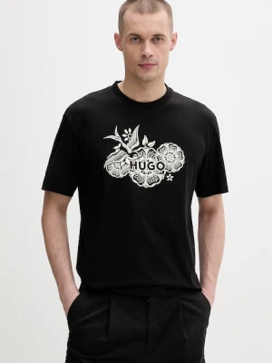 HUGO t-shirt męski bawełniany Dangen czarny
