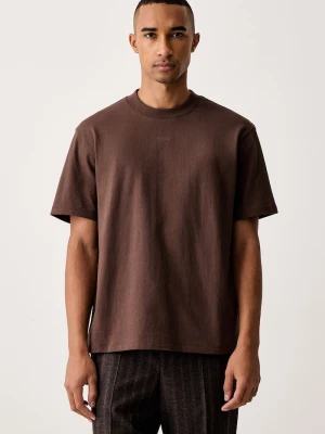 HUGO T-shirt męski bawełniany Dapolino brązowy