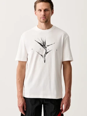 HUGO T-shirt męski bawełniany Darise beżowy