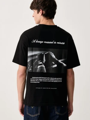 HUGO T-shirt męski bawełniany Devrolo czarny