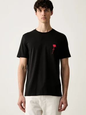 HUGO T-shirt męski bawełniany Diflow czarny