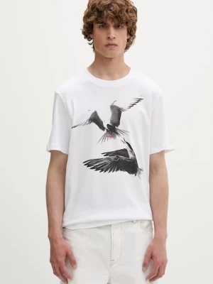 HUGO T-shirt męski bawełniany Dirunn biały
