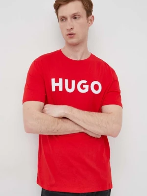 HUGO T-shirt męski bawełniany Dulivio czerwony