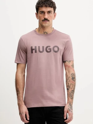 HUGO T-shirt męski bawełniany Dulivio różowy
