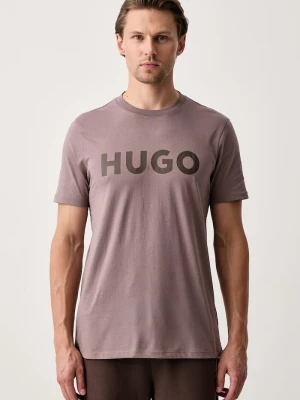 HUGO T-shirt męski bawełniany Dulivio brązowy