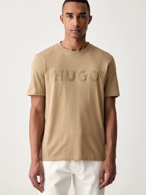 HUGO T-shirt męski bawełniany Dulivio_U263 brązowy