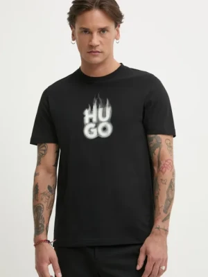 HUGO t-shirt męski kolor czarny z nadrukiem 50535363