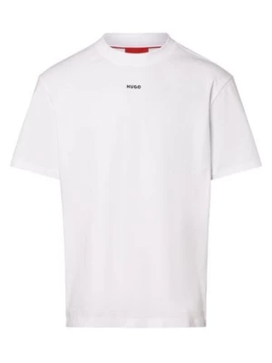 HUGO T-shirt męski Mężczyźni Bawełna biały jednolity,