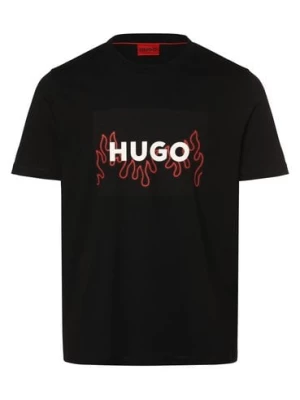HUGO T-shirt męski Mężczyźni Bawełna czarny nadruk,