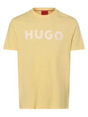 HUGO T-shirt męski Mężczyźni Bawełna żółty nadruk,