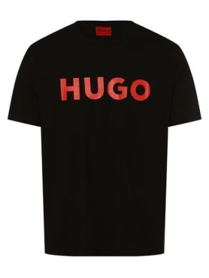HUGO T-shirt męski Mężczyźni Dżersej czarny nadruk,