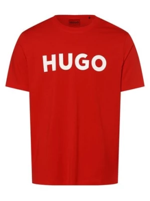 HUGO T-shirt męski Mężczyźni Dżersej czerwony nadruk,