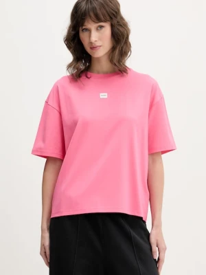HUGO T-shirt oversize damski z modalem SIGNATURE_TSHIRT