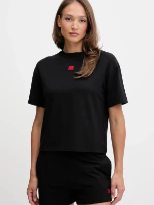 HUGO T-shirt oversize damski z modalem SIGNATURE_TSHIRT czarny