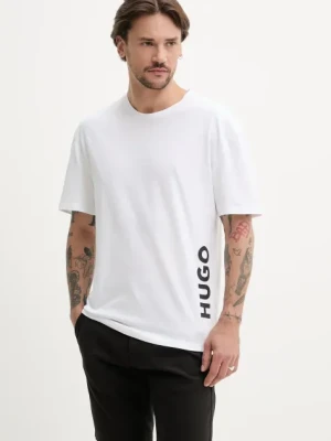 HUGO t-shirt plażowy kolor biały z nadrukiem