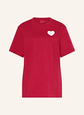 Hugo T-Shirt Vintage Z Ozdobnymi Kamykami rot