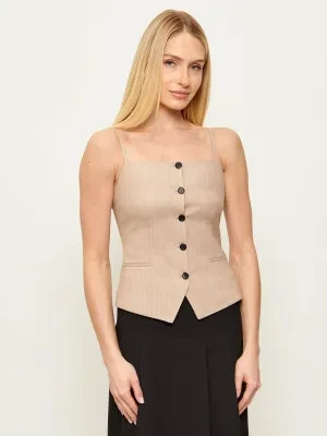 HUGO Top Copale | Slim Fit | z dodatkiem lnu