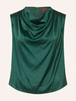 Hugo Top Satynowy Casmini Z Ozdobnymi Kamykami gruen