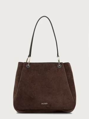 HUGO torebka tote damska z imitacji zamszu Orin 2.0S_Small Tote brązowy