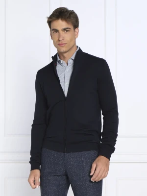 HUGO Wełniany sweter San Jorge-M | Slim Fit granatowy