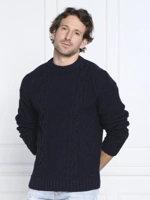 HUGO Wełniany sweter Scablito | Regular Fit granatowy