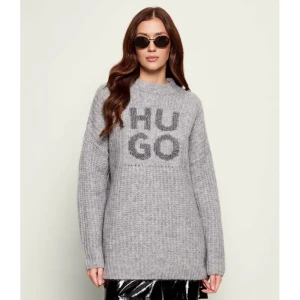 HUGO Wełniany sweter Sloguis | Oversize fit