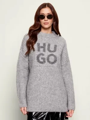 HUGO Wełniany sweter Sloguis | Oversize fit