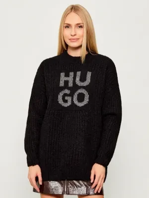 HUGO Wełniany sweter Sloguis | Oversize fit