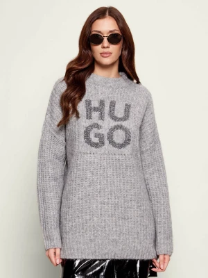HUGO Wełniany sweter Sloguis | Oversize fit