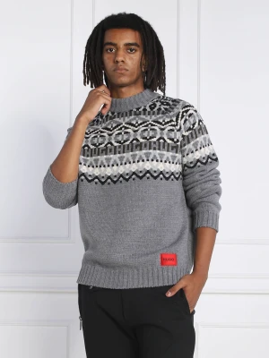 HUGO Wełniany sweter Steenor | Relaxed fit szary