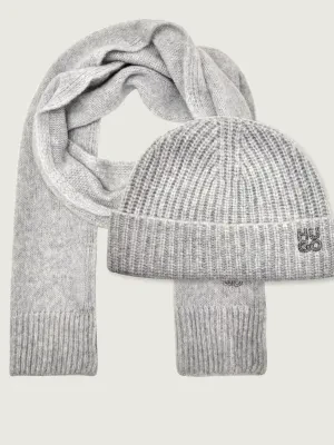 HUGO Wełniany szal + czapka Sarmi_Set