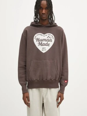 Human Made bluza bawełniana Tsuriami Hoodie męska kolor brązowy z kapturem z nadrukiem HM29CS015