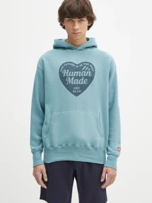 Human Made bluza bawełniana Tsuriami Hoodie męska kolor zielony z kapturem z nadrukiem HM29CS015