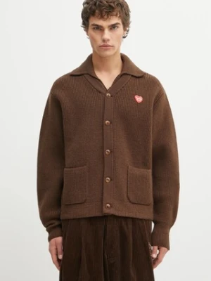 Human Made kardigan wełniany KNIT CARDIGAN męski kolor brązowy HM30CS004