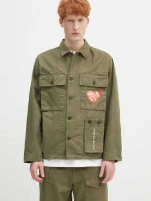 Human Made koszula bawełniana Military Shirt męska kolor zielony regular z kołnierzykiem klasycznym HM29SH004