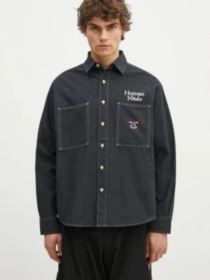 Human Made koszula bawełniana Stitch Work Shirt męska kolor czarny relaxed z kołnierzykiem klasycznym HM28SH017