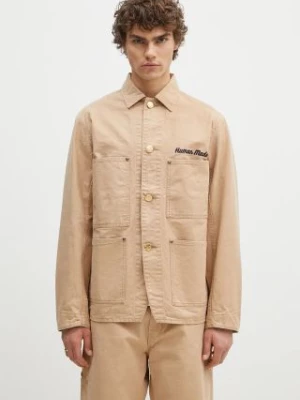 Human Made kurtka koszulowa bawełniana Washed Duck Coverall Jacket kolor beżowy przejściowa HM28JK013