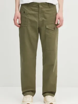 Human Made spodnie bawełniane Straight Cargo Pants męskie kolor zielony proste HM29PT010