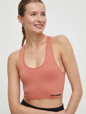 Hummel biustonosz sportowy hmlTIF SEAMLESS SPORTS TOP kolor pomarańczowy gładki 210490