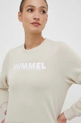Hummel bluza bawełniana damska kolor beżowy z nadrukiem