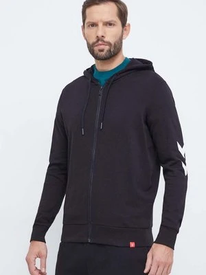 Hummel bluza bawełniana hmlLEGACY ZIP HOODIE męska kolor czarny z kapturem z nadrukiem 212566