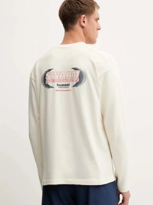 Hummel bluza bawełniana kolor beżowy z nadrukiem 230028