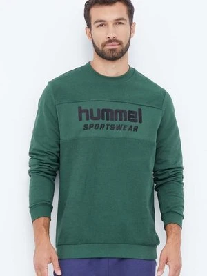 Hummel bluza bawełniana męska kolor zielony z aplikacją