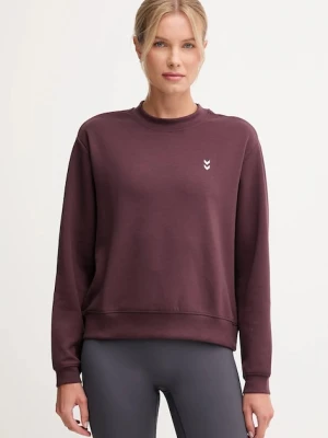 Hummel bluza do jogi damska kolor bordowy gładka 230489