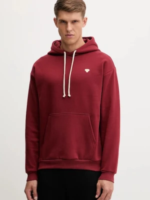 Hummel bluza męska kolor bordowy z kapturem gładka 232944