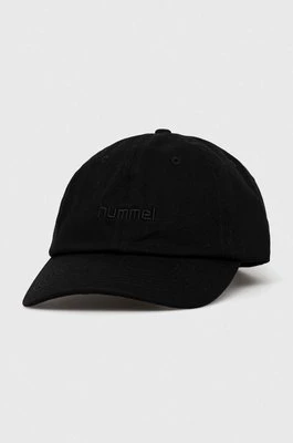 Hummel czapka z daszkiem bawełniana kolor czarny gładka