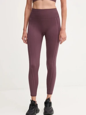 Hummel legginsy do jogi damskie kolor bordowy wzorzyste 230429