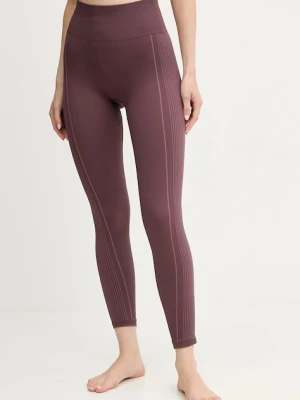 Hummel legginsy do jogi damskie kolor bordowy wzorzyste 230429