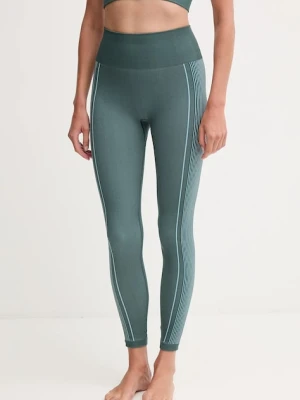 Hummel legginsy do jogi damskie kolor zielony wzorzyste 230429